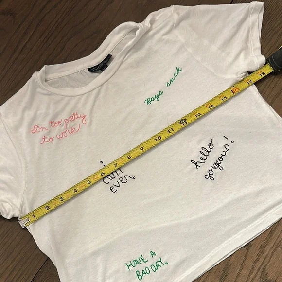 Topshop White Fun Embroidered Crop Top Resort Cruise Wear Vacation - Picture 4 of 11